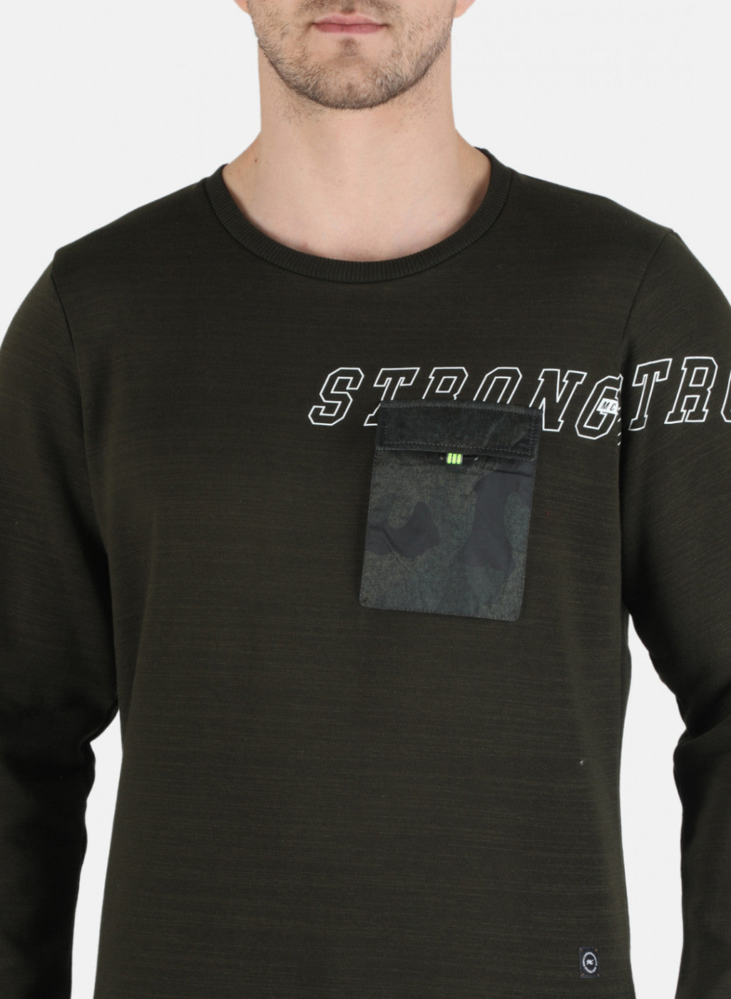Men Olive Printed Sweatshirt