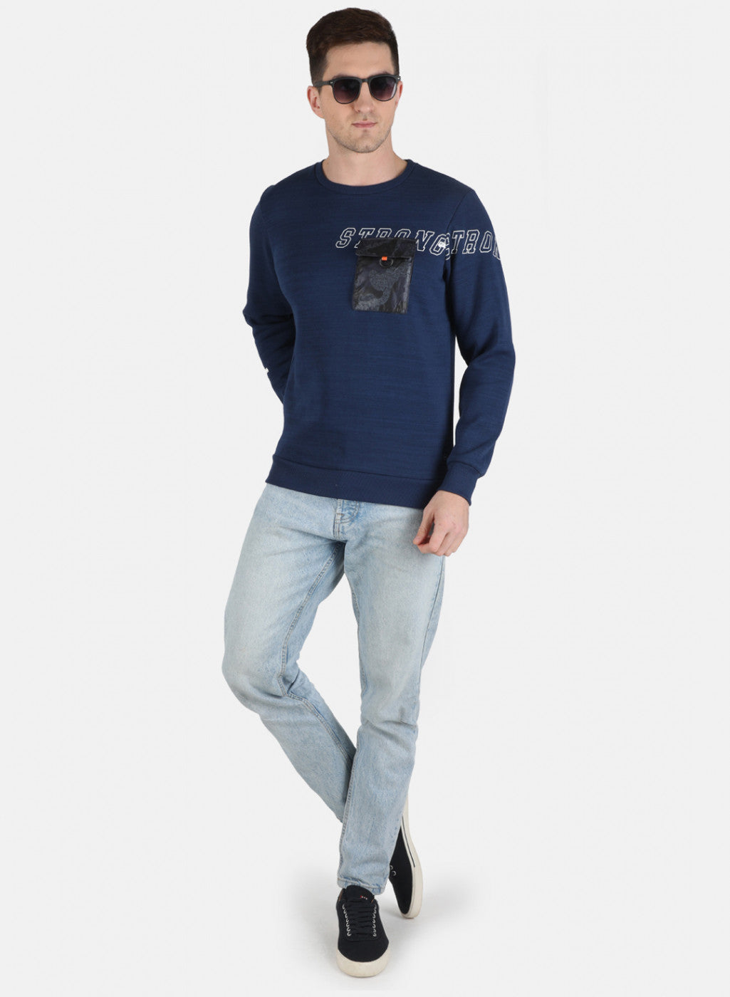 Men NAvy Blue Printed Sweatshirt