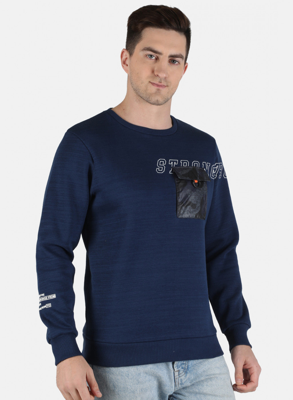 Men NAvy Blue Printed Sweatshirt