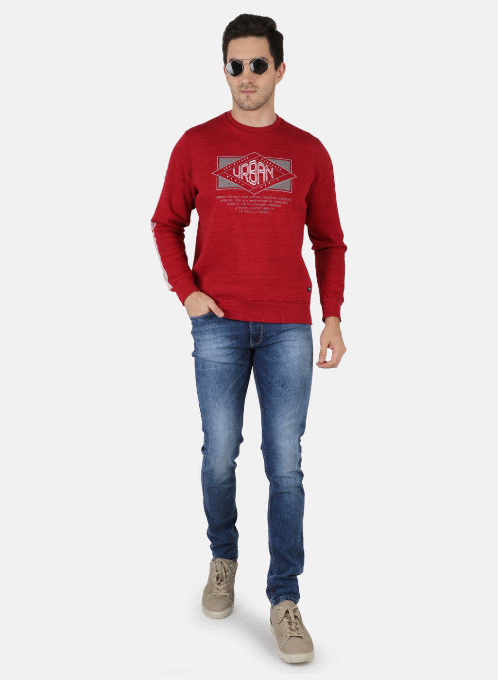 Men Maroon Printed Sweatshirt