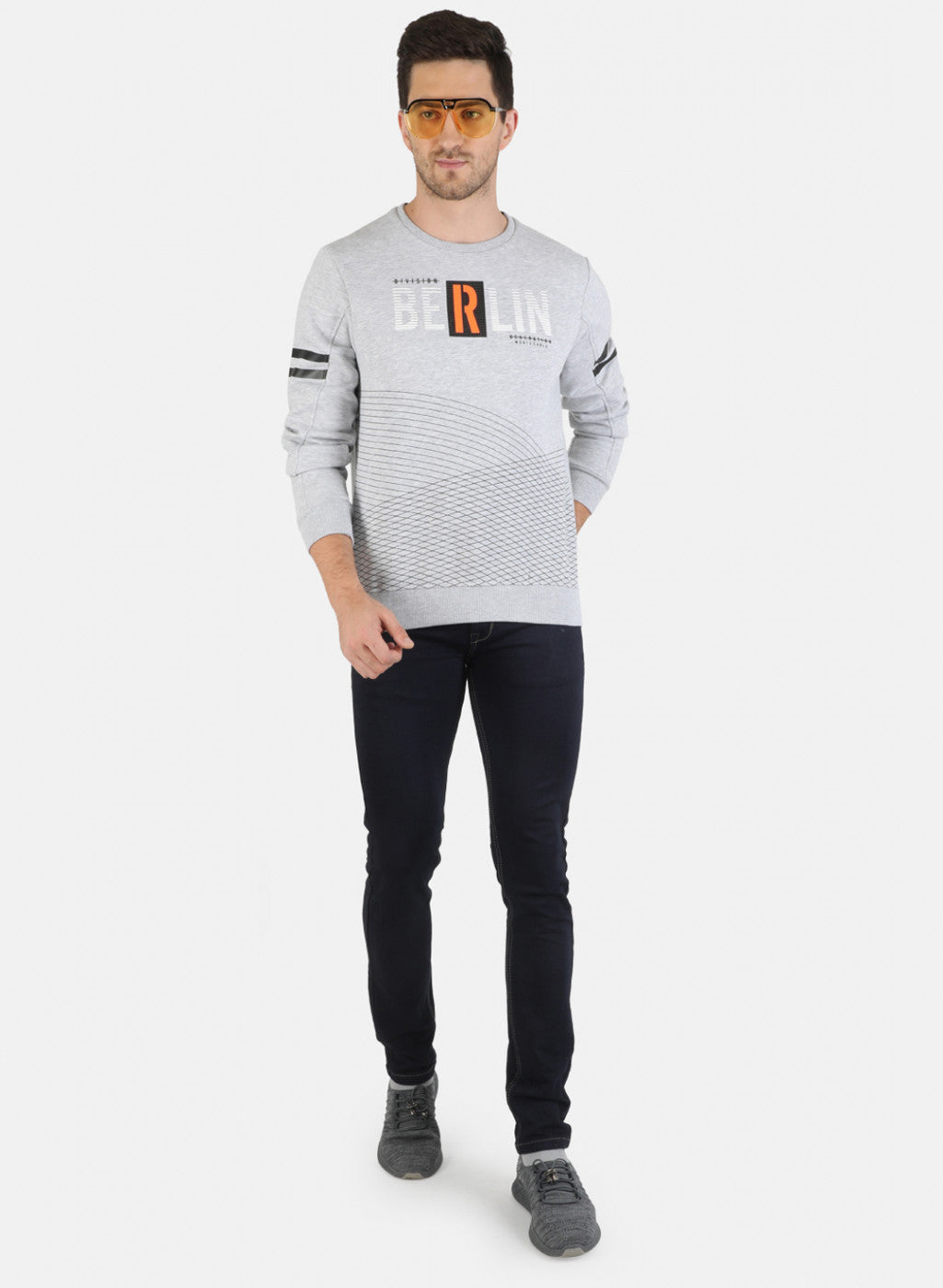 Men Grey Printed Sweatshirt