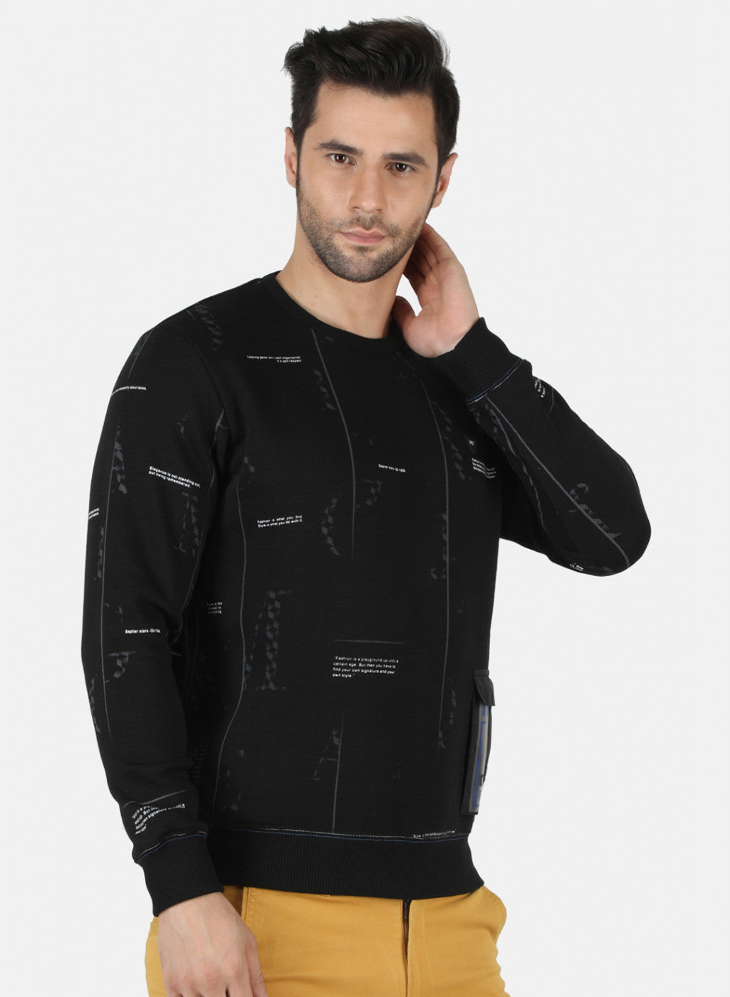 Men Black Printed Sweatshirt