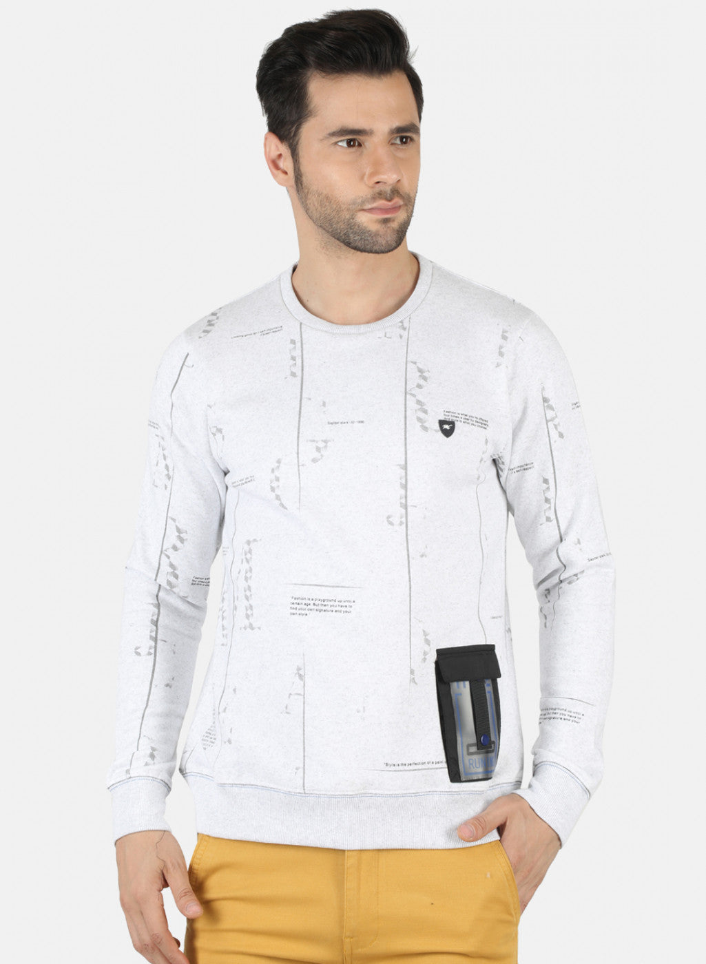 Men White Printed Sweatshirt