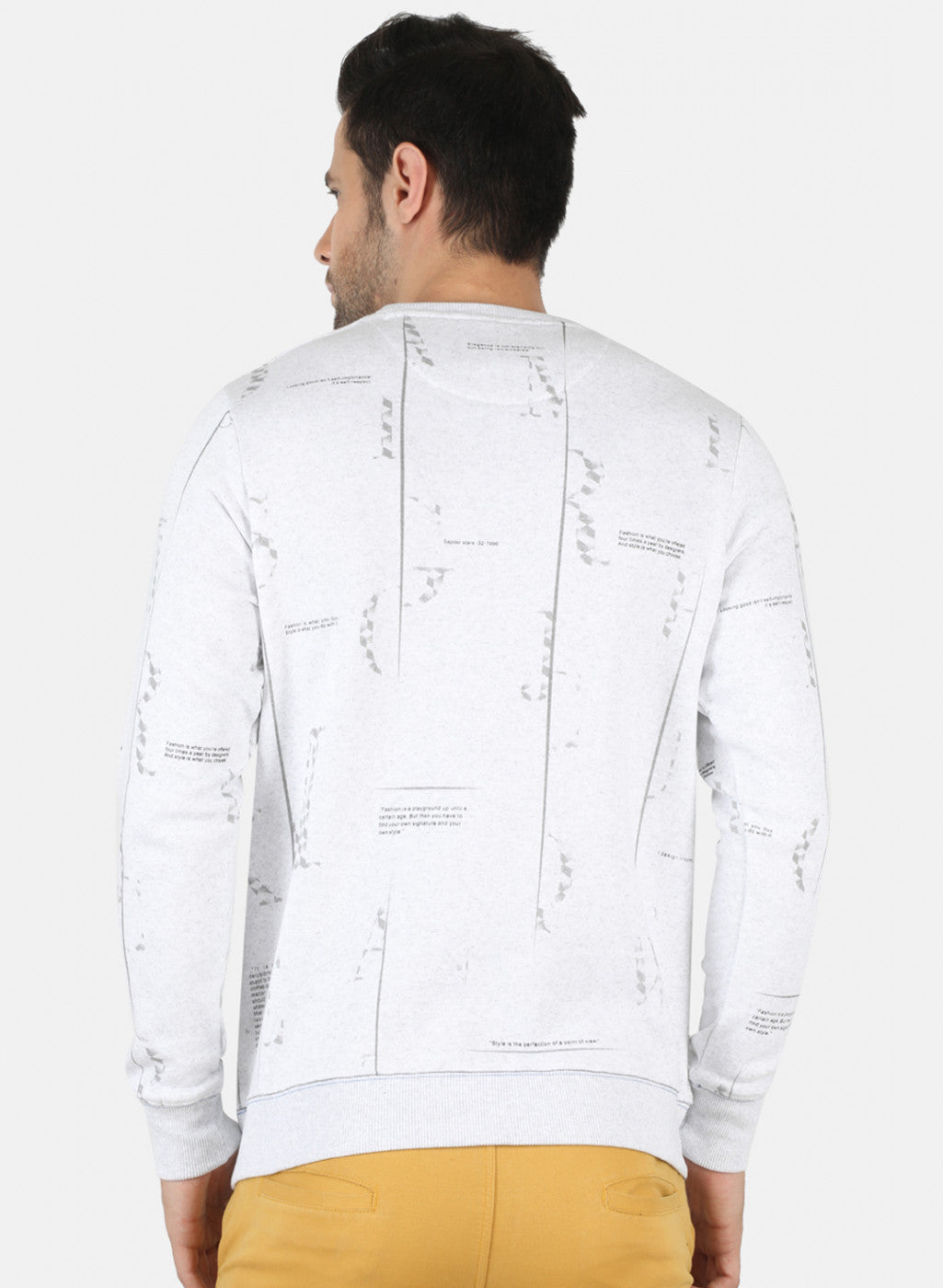 Men White Printed Sweatshirt