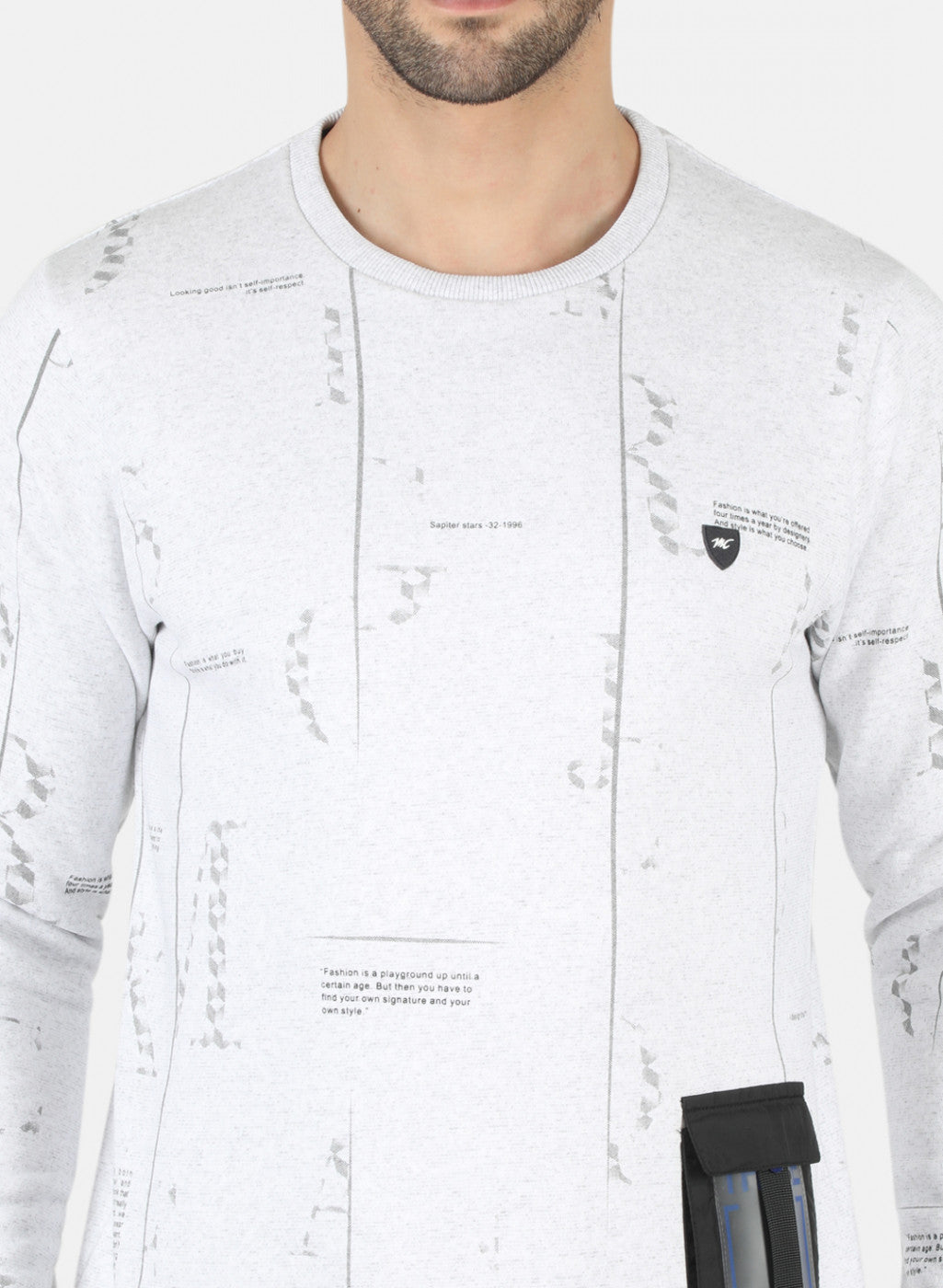 Men White Printed Sweatshirt