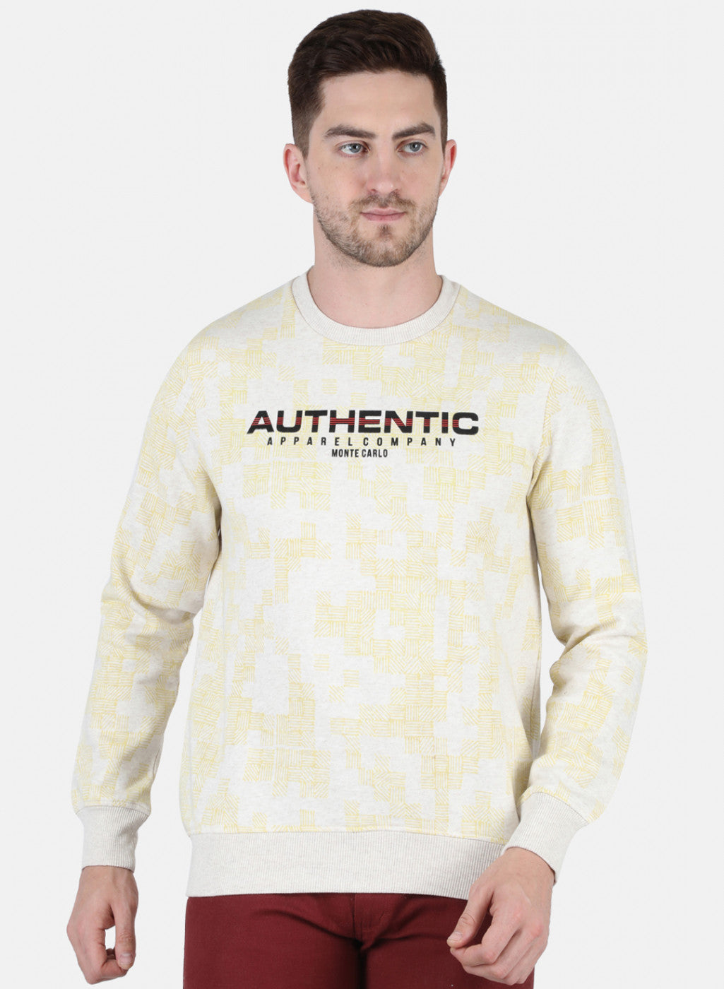 Men Beige Printed Sweatshirt