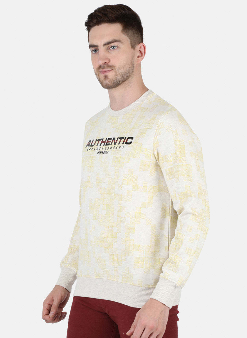 Men Beige Printed Sweatshirt