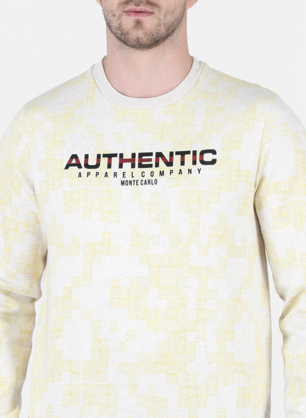 Men Beige Printed Sweatshirt