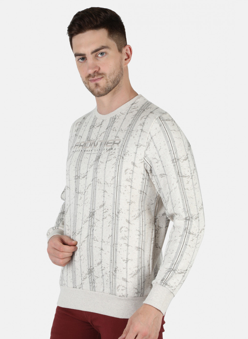 Men Beige Printed Sweatshirt