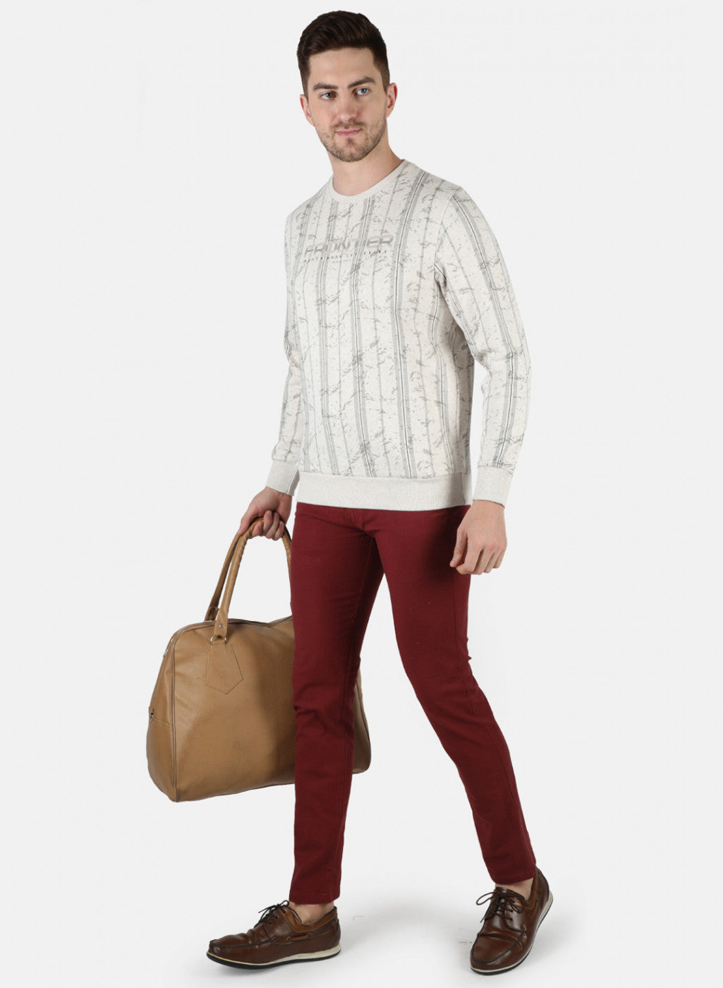 Men Beige Printed Sweatshirt