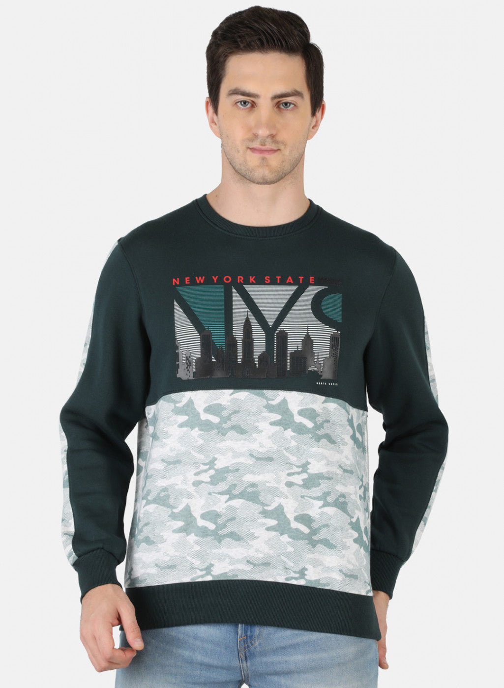 Men Green Printed Sweatshirt
