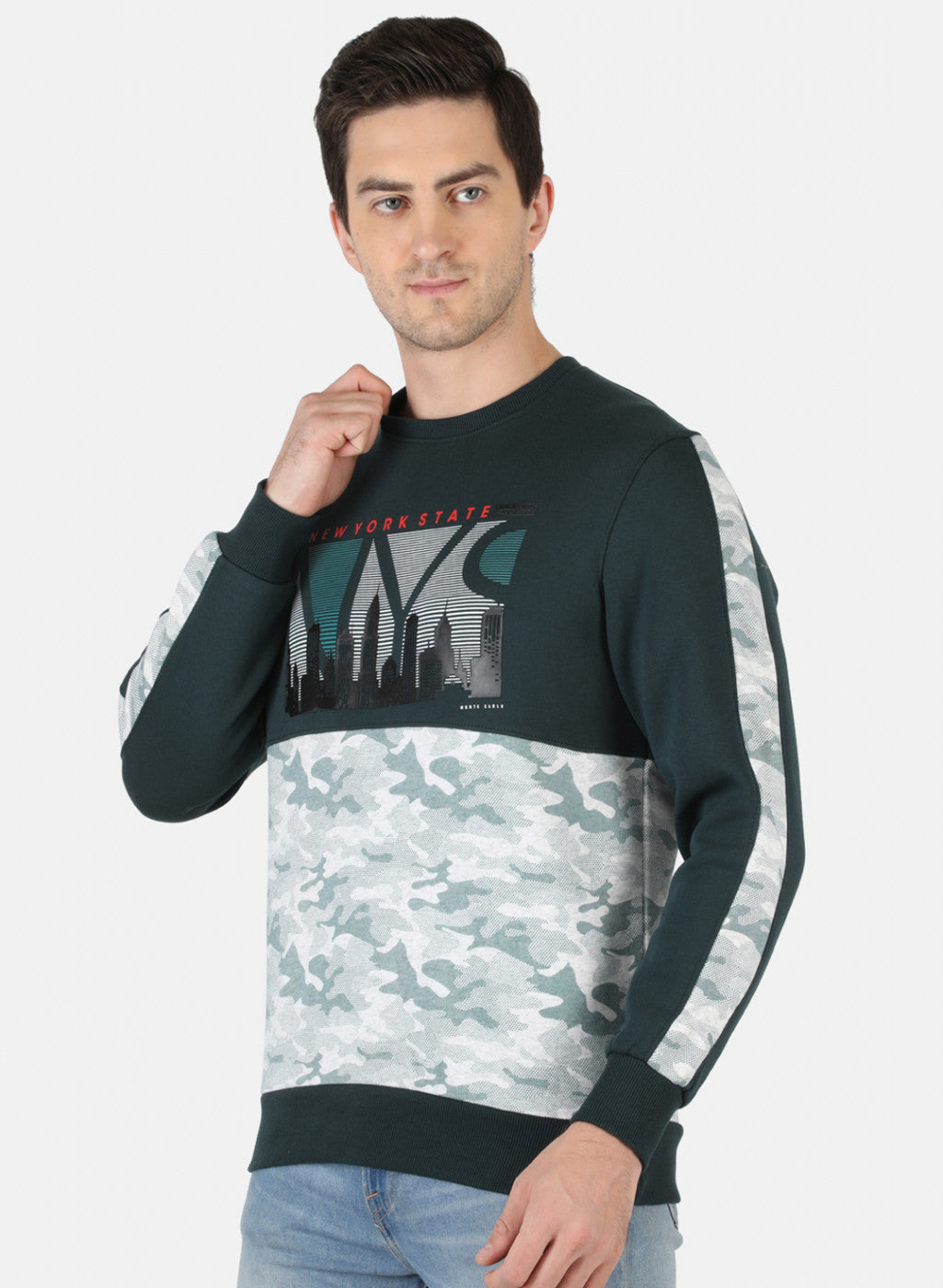 Men Green Printed Sweatshirt