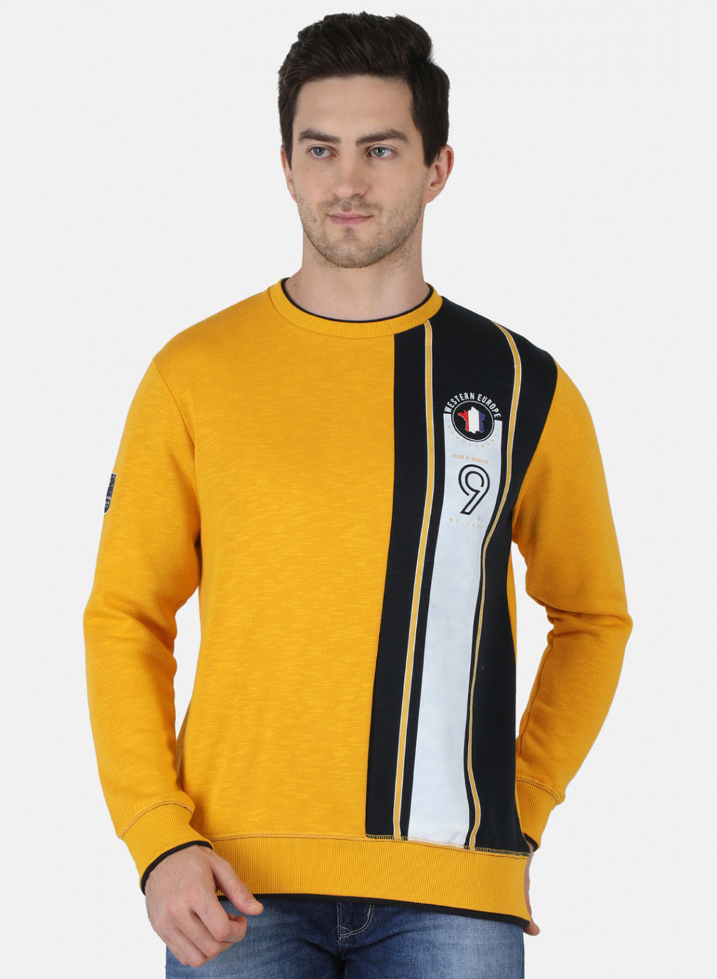 Men Mustard Printed Sweatshirt