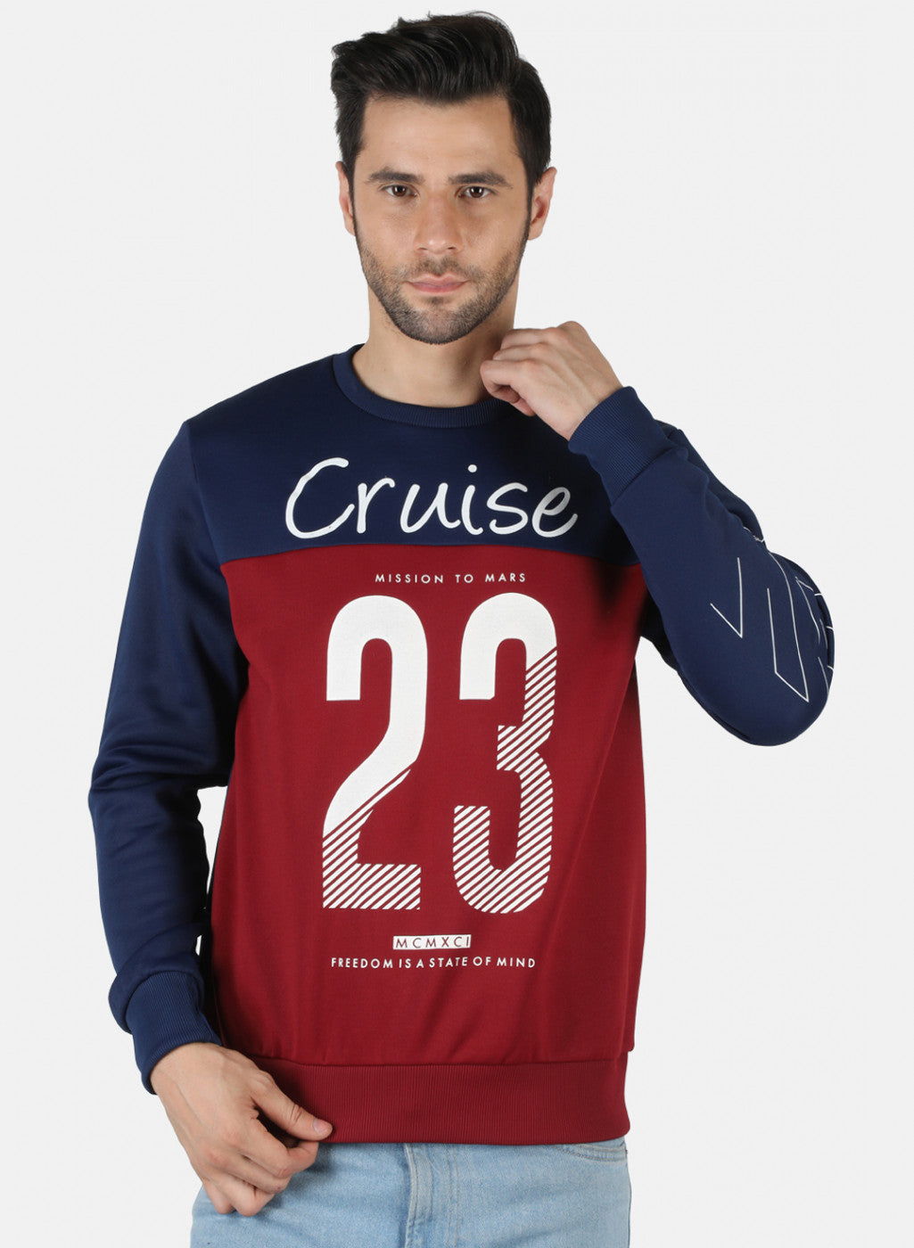 Men Blue Printed Sweatshirt