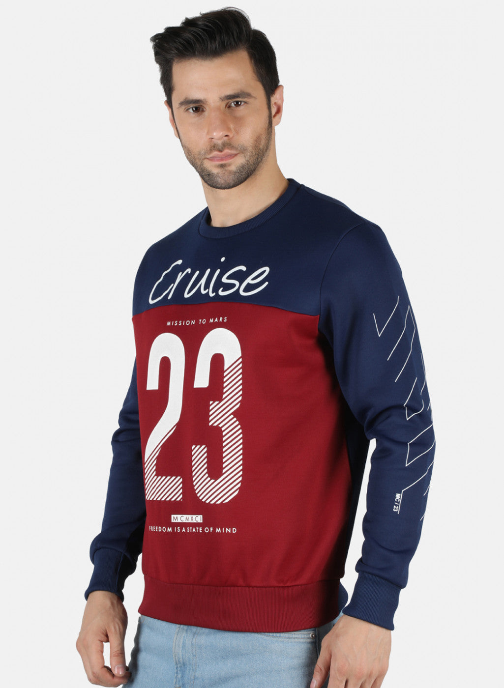 Men Blue Printed Sweatshirt