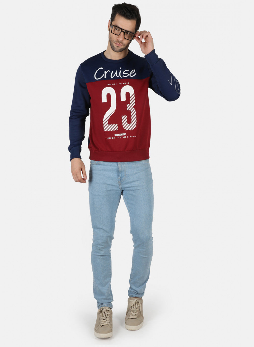 Men Blue Printed Sweatshirt