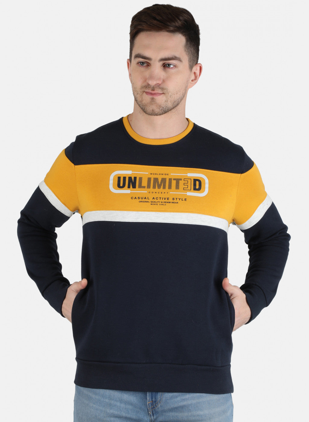 Men Mustard Printed Sweatshirt