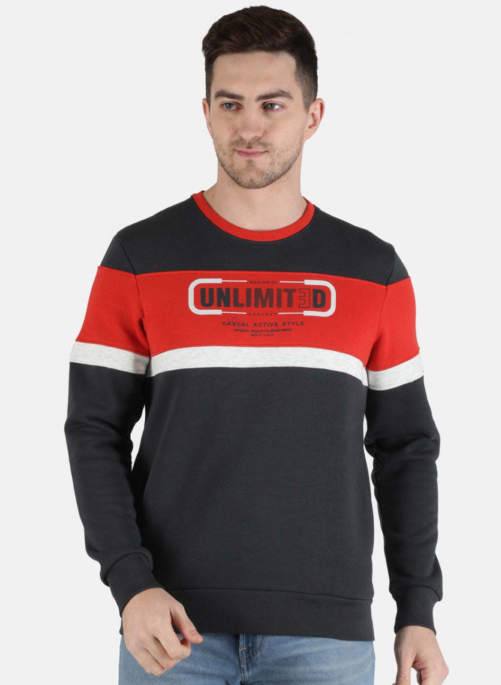 Men Orange Printed Sweatshirt