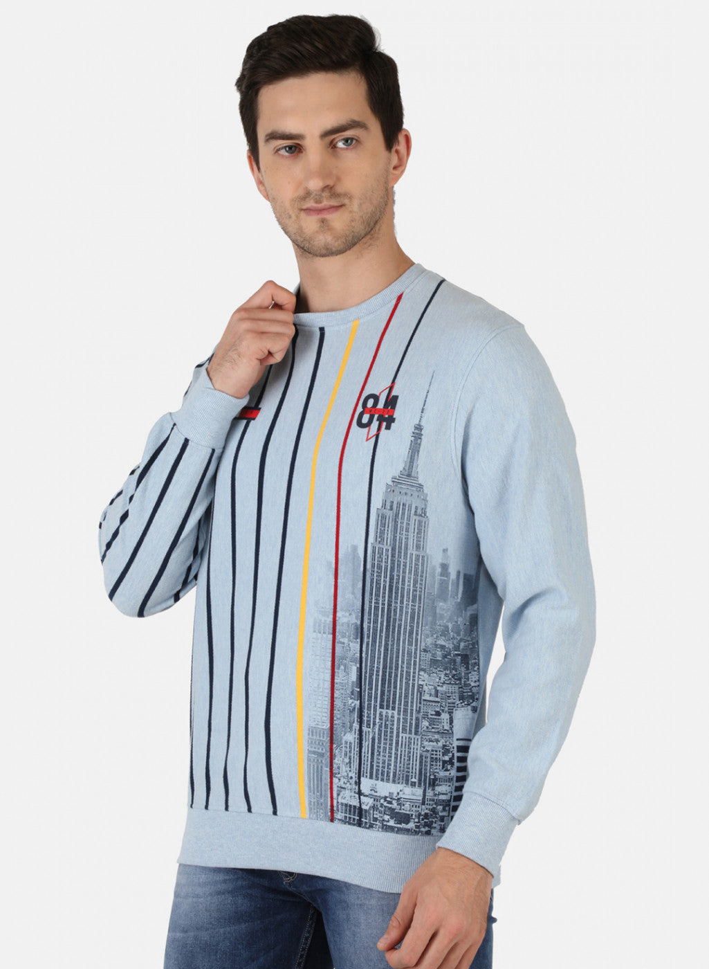 Men Blue Printed Sweatshirt