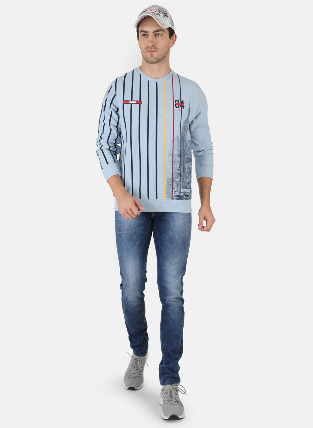Men Blue Printed Sweatshirt