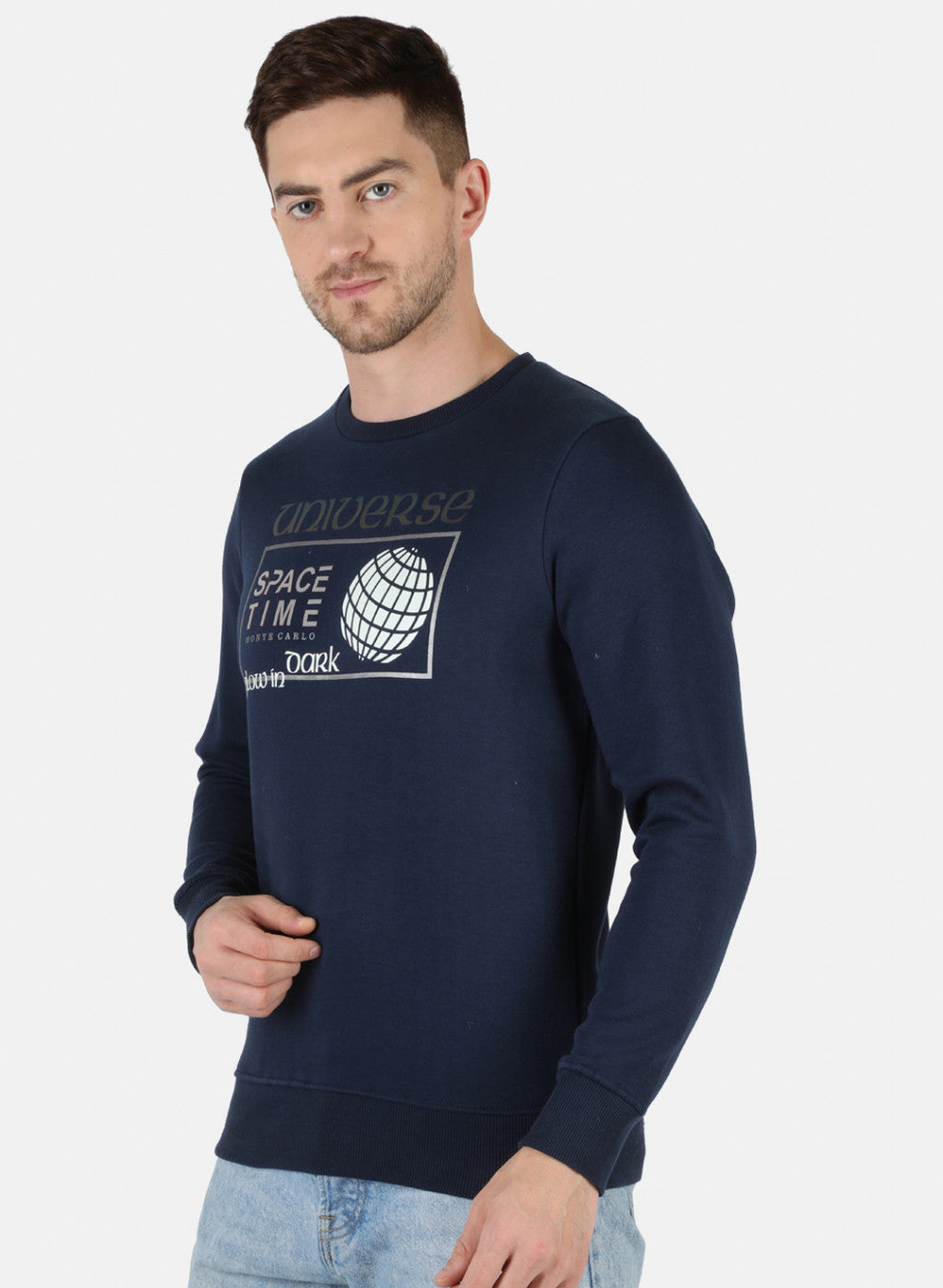 Men Blue Printed Sweatshirt