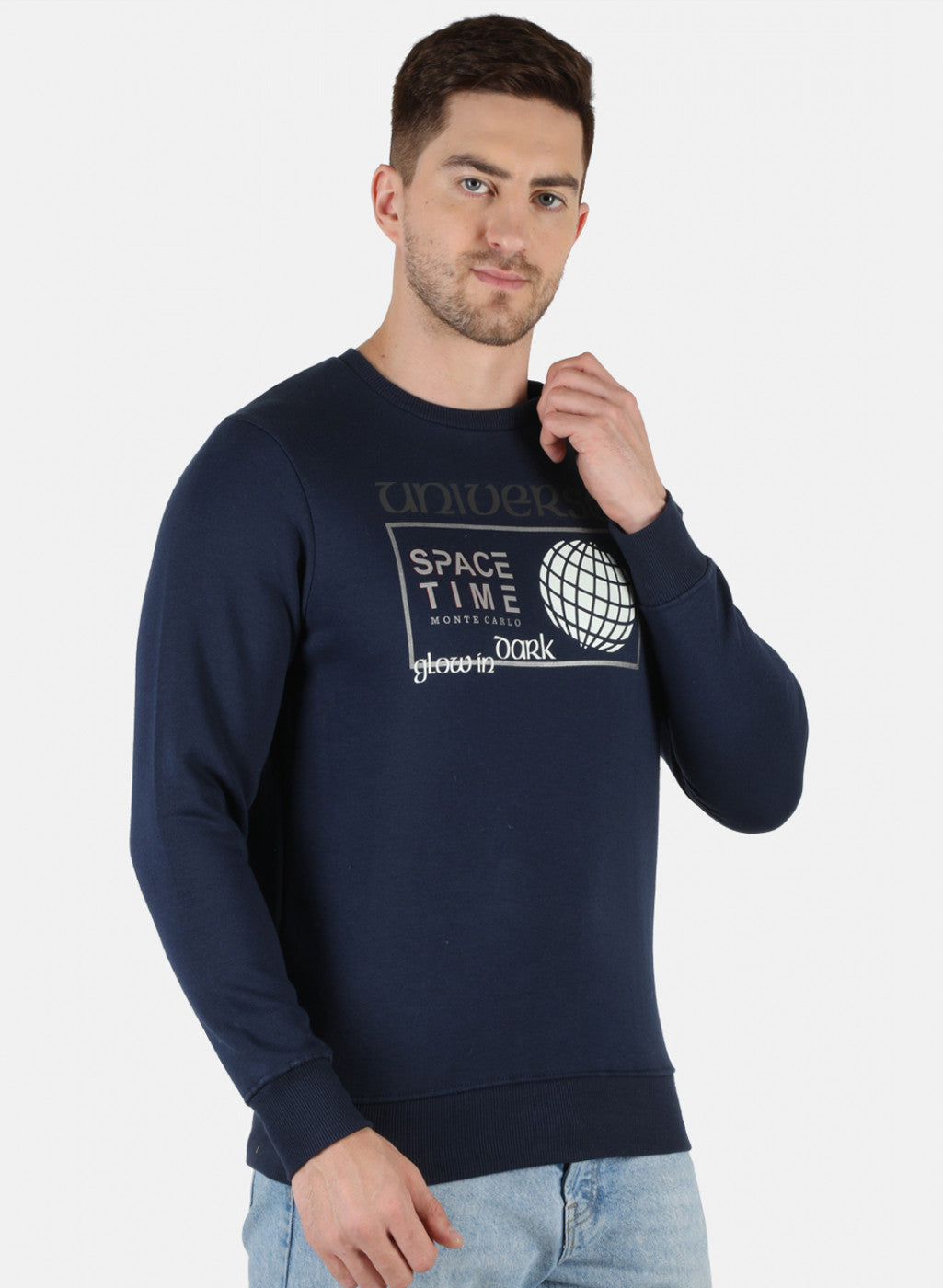 Men Blue Printed Sweatshirt