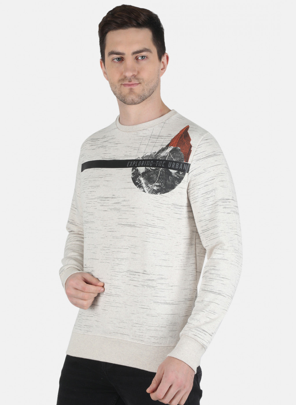 Men Beige Printed Sweatshirt