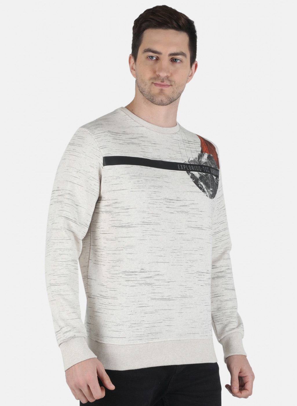 Men Beige Printed Sweatshirt