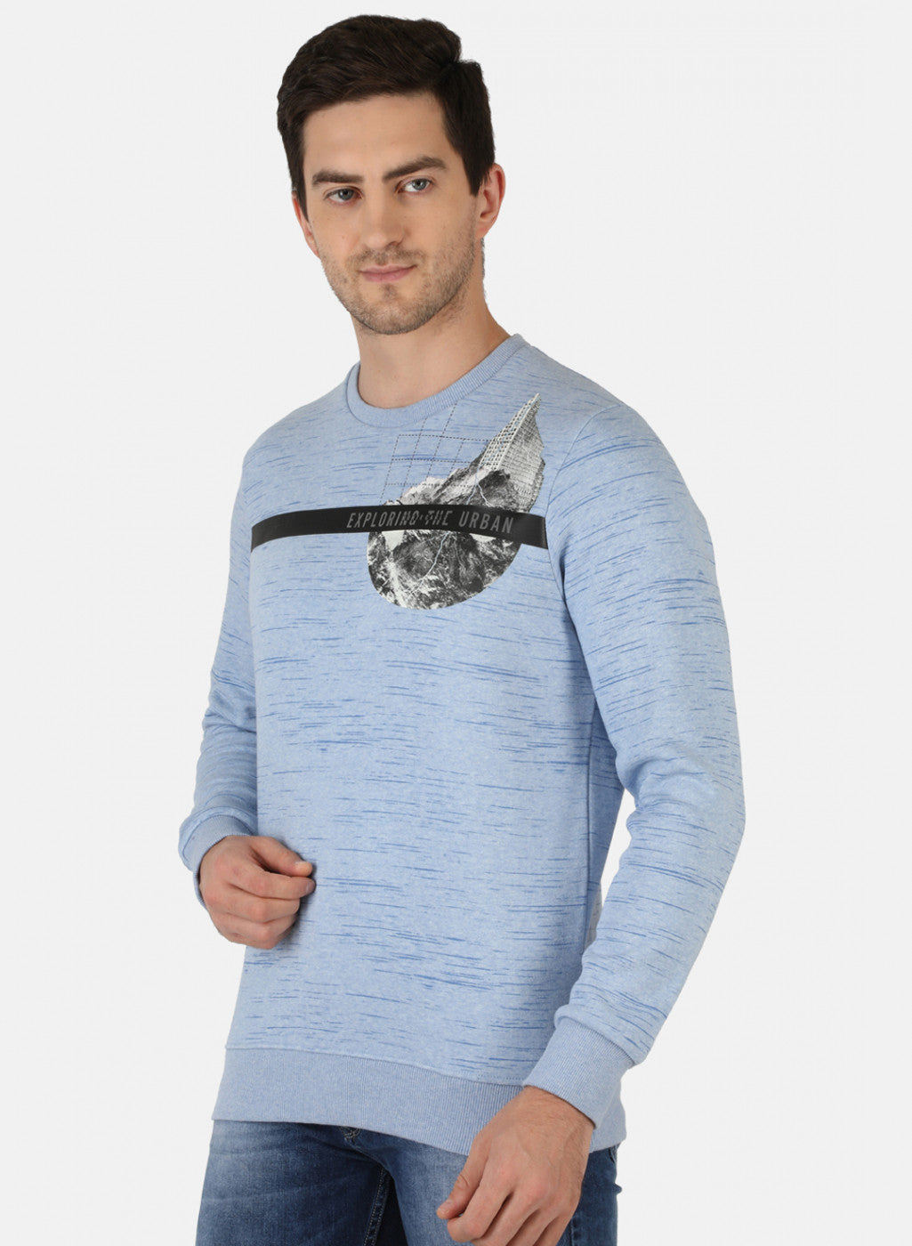 Men Blue Printed Sweatshirt