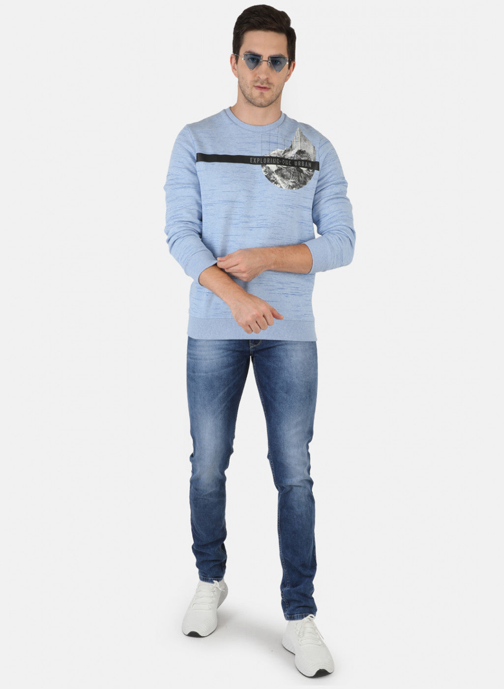 Men Blue Printed Sweatshirt
