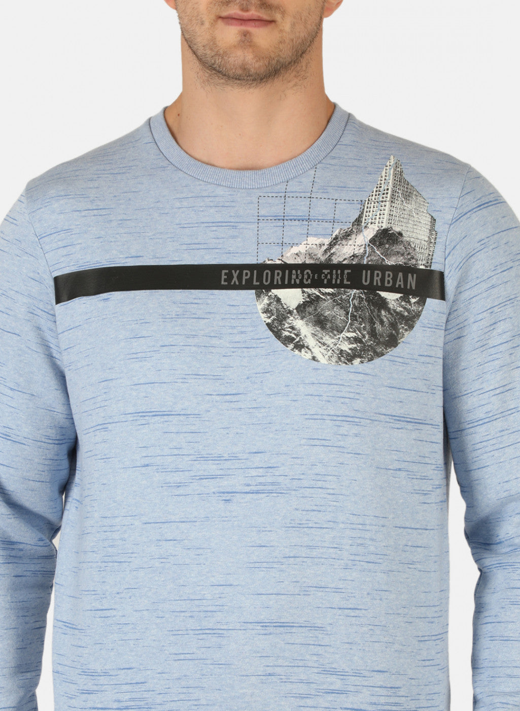 Men Blue Printed Sweatshirt