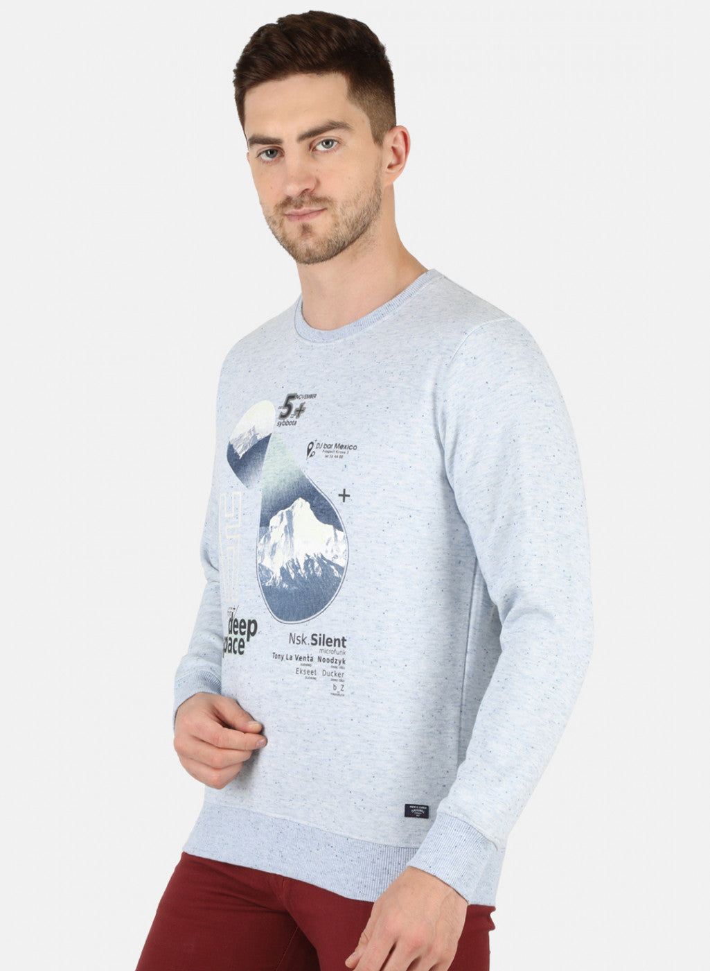 Men Blue Printed Sweatshirt