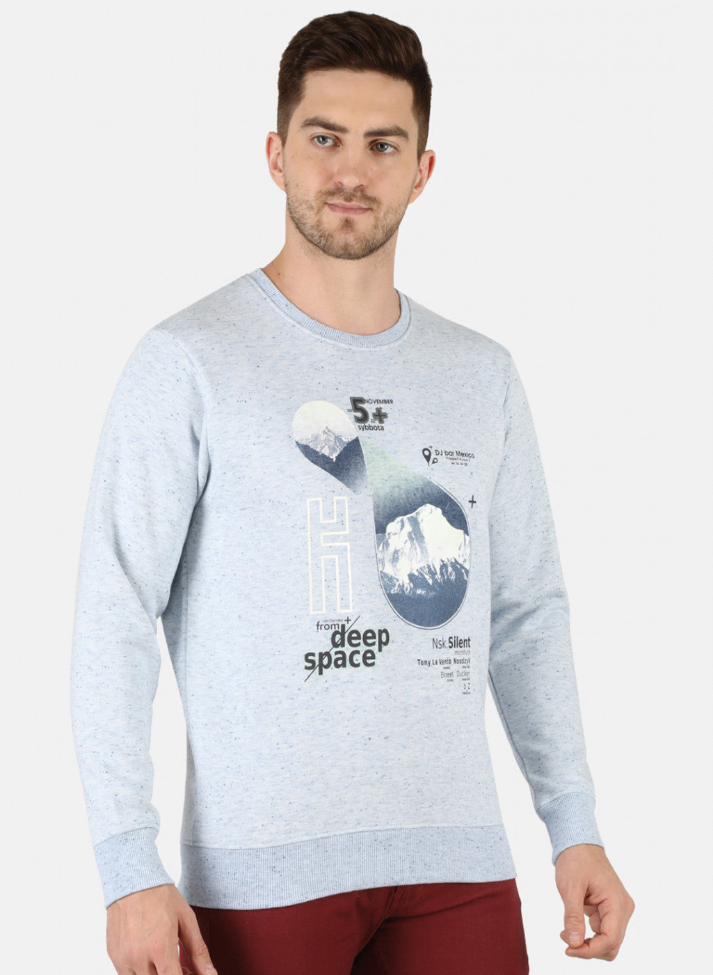 Men Blue Printed Sweatshirt