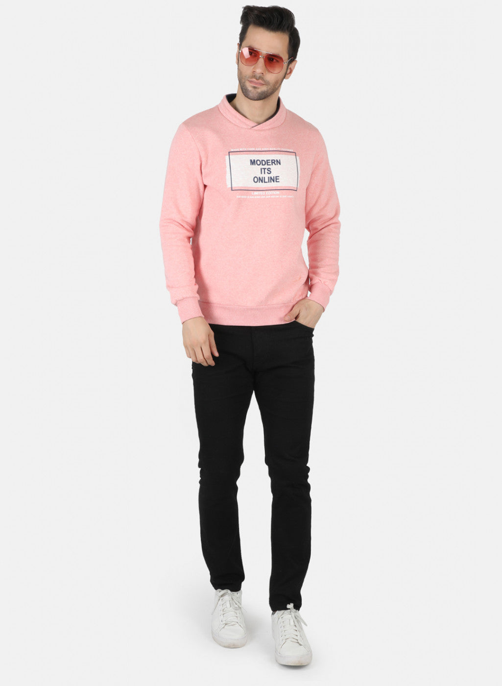 Men Pink Printed Sweatshirt