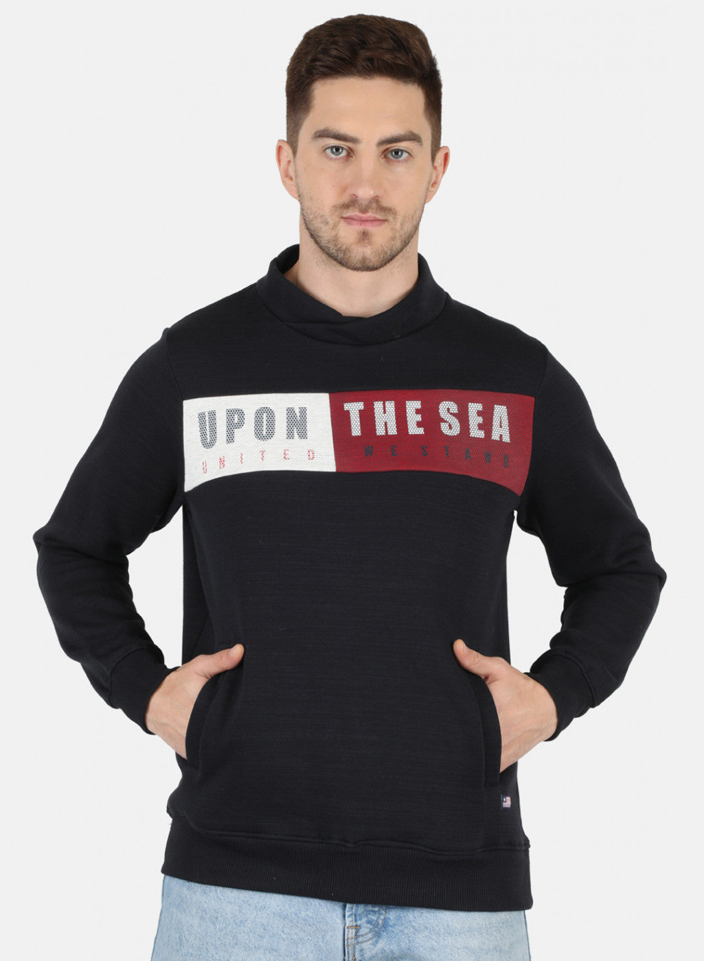Men NAvy Blue Printed Sweatshirt