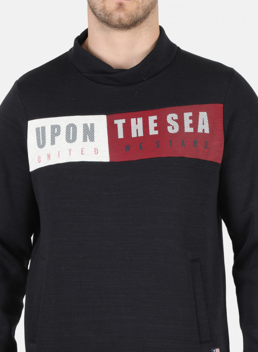 Men NAvy Blue Printed Sweatshirt