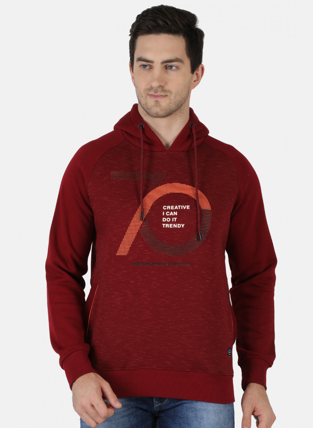 Men Maroon Printed Sweatshirt