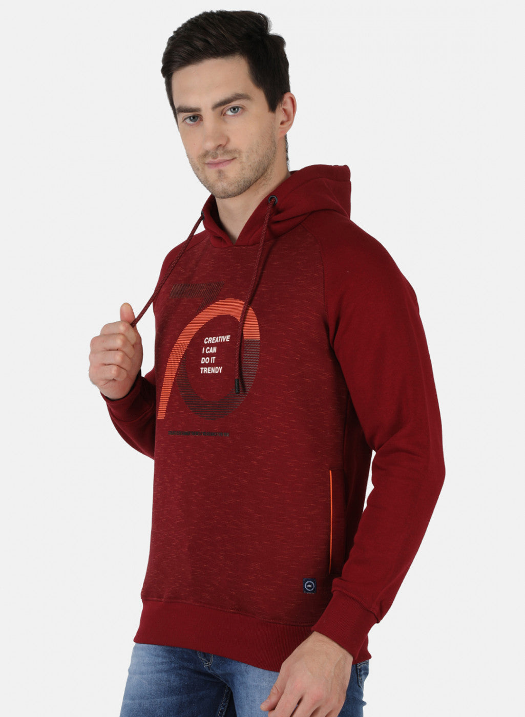 Men Maroon Printed Sweatshirt