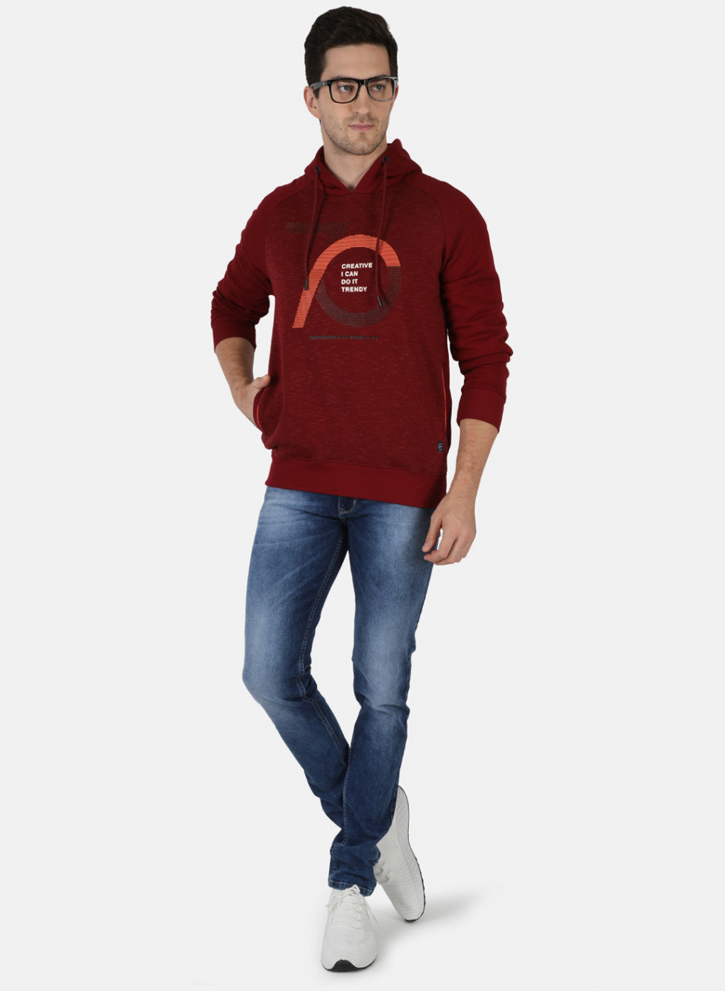 Men Maroon Printed Sweatshirt