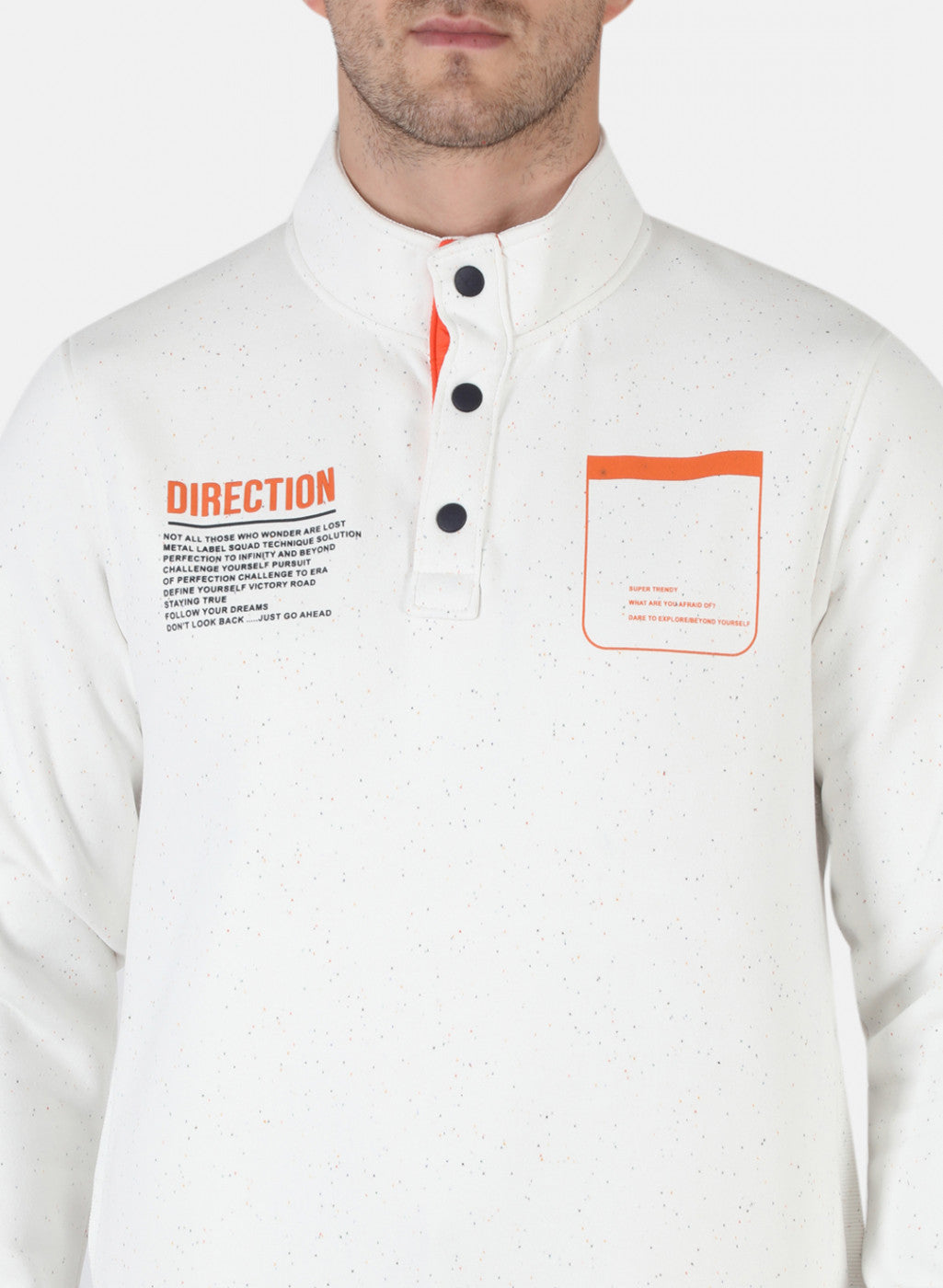 Men White Solid Sweatshirt