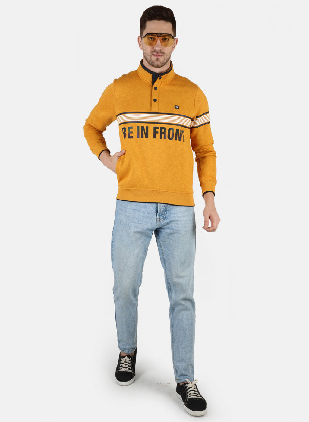 Men Mustard Printed Sweatshirt
