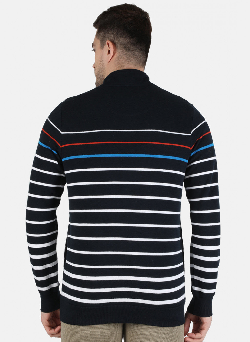 Men NAvy Blue Stripe Sweatshirt