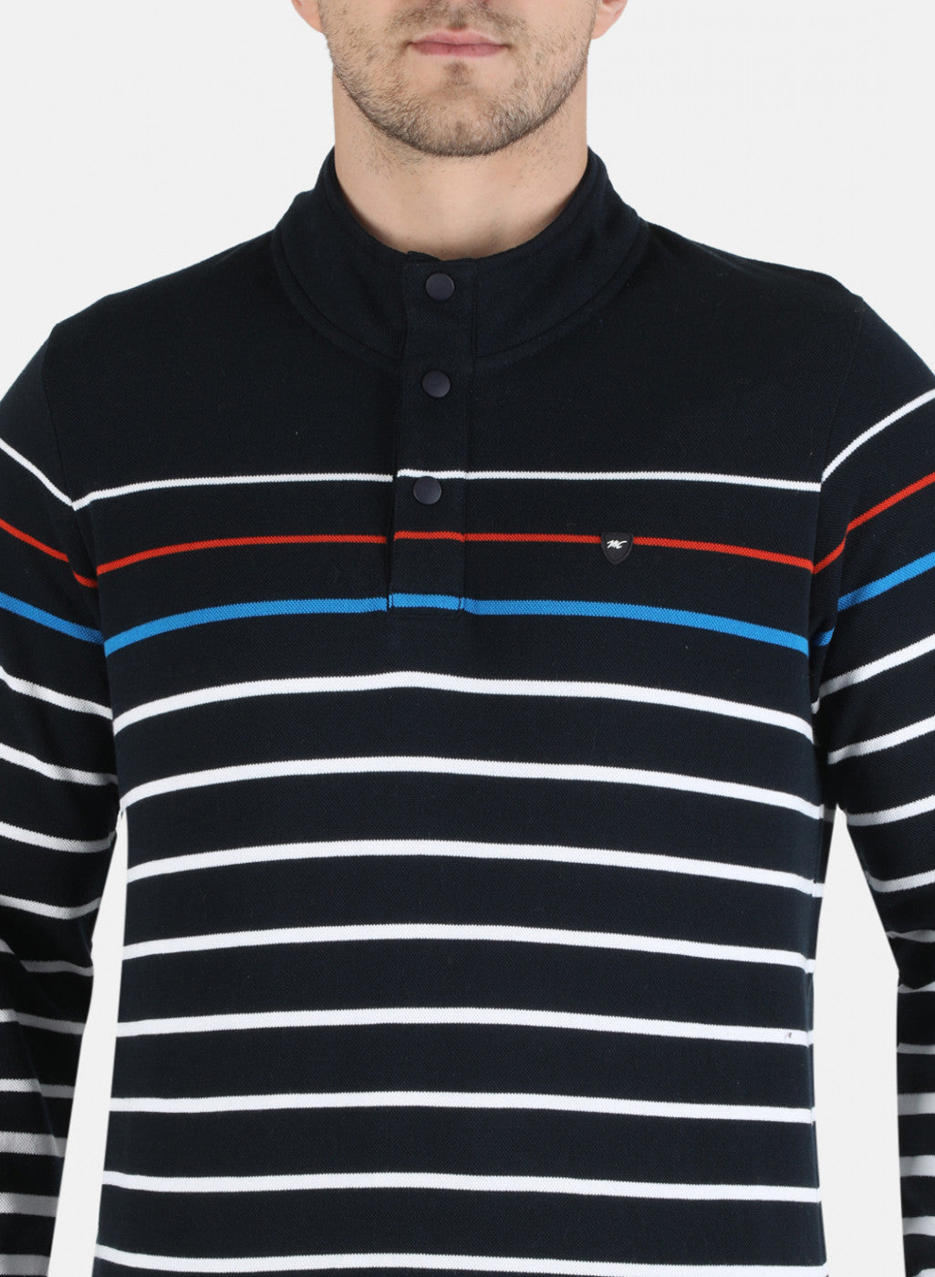 Men NAvy Blue Stripe Sweatshirt
