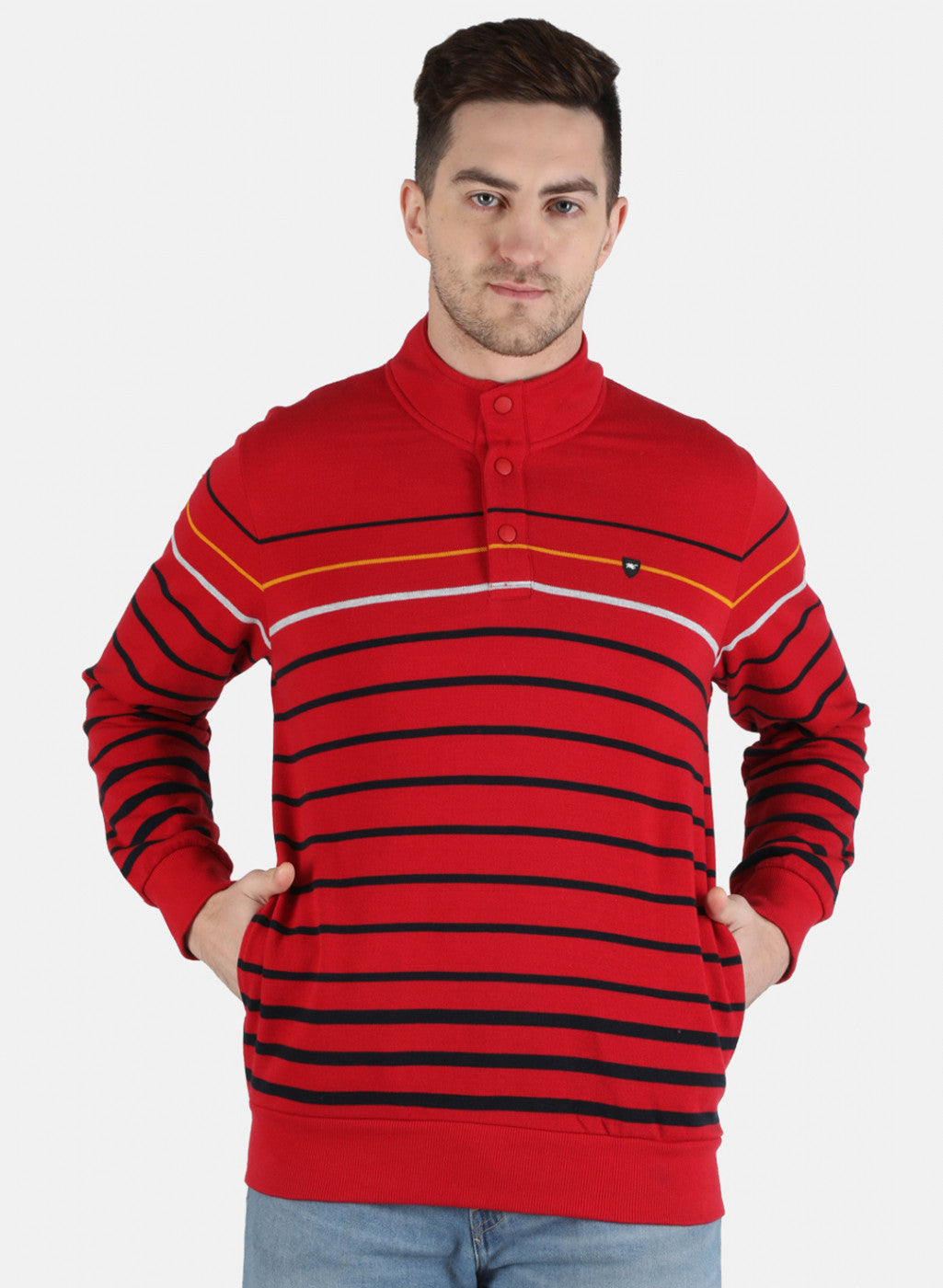 Men Red Stripe Sweatshirt