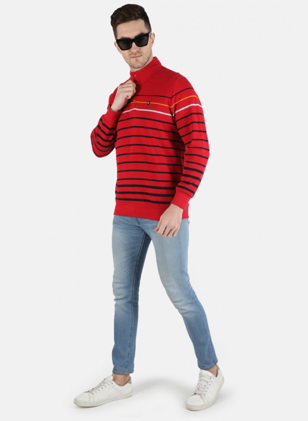 Men Red Stripe Sweatshirt