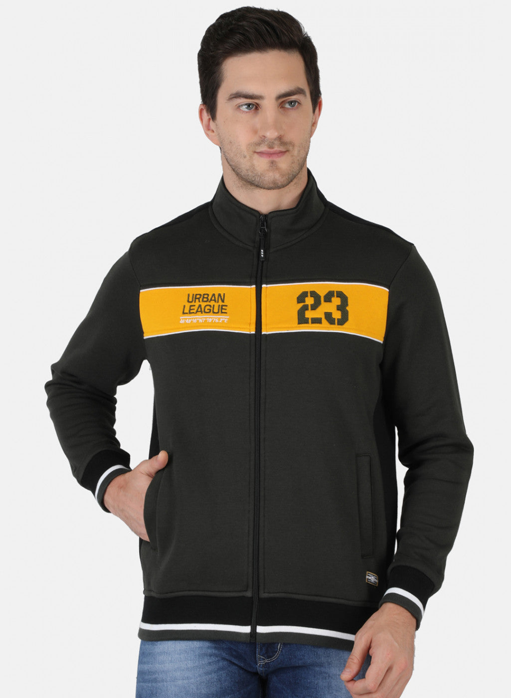 Men Olive Solid Sweatshirt