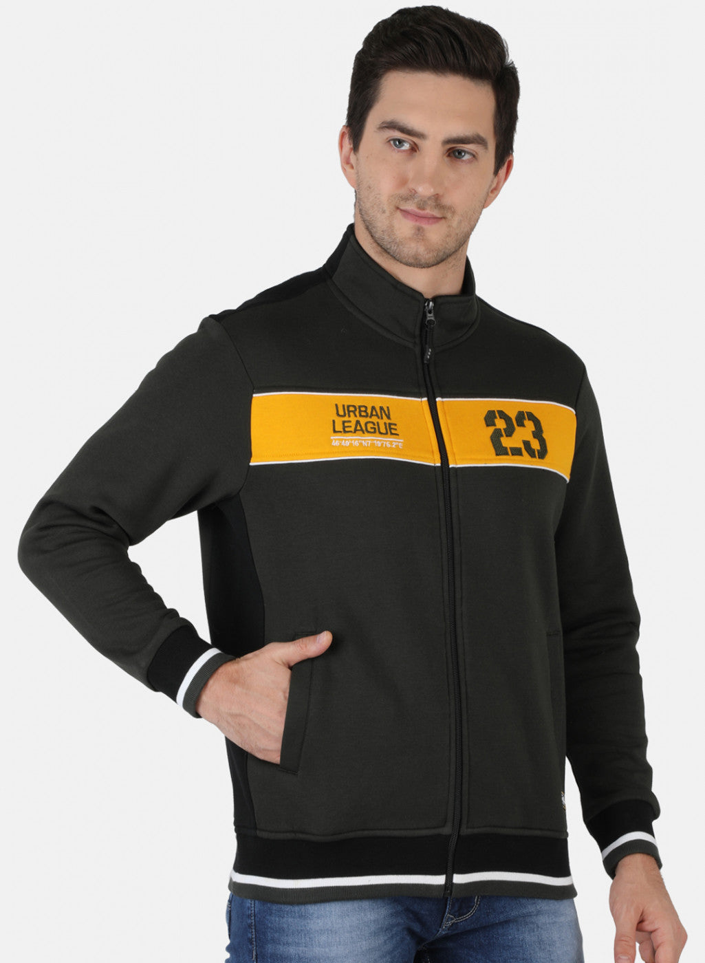 Men Olive Solid Sweatshirt