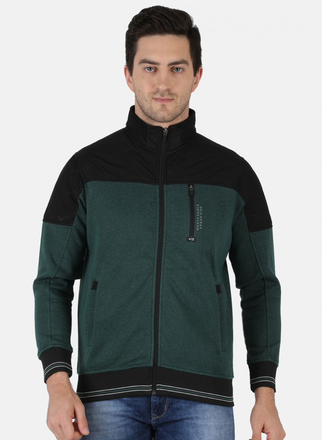 Men Green Solid Sweatshirt