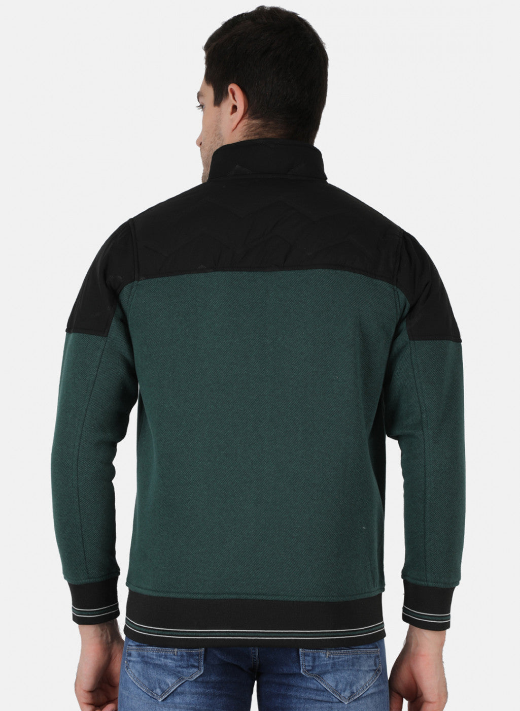 Men Green Solid Sweatshirt