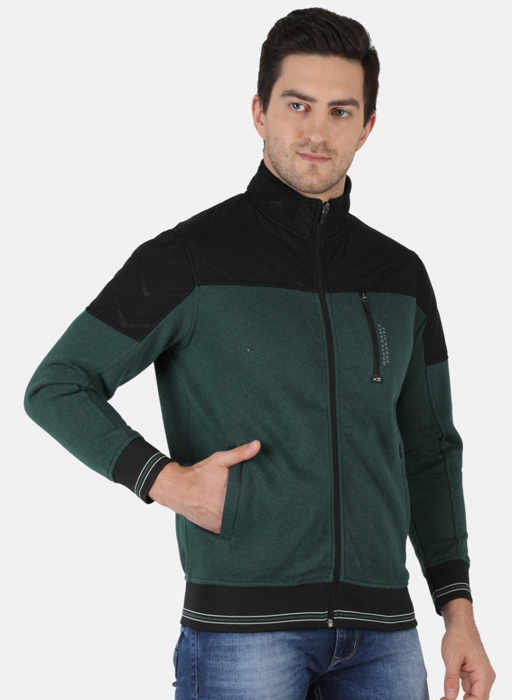 Men Green Solid Sweatshirt
